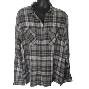 FRADI Linen Plaid Button Down Shirt Green Mens XXL Italy